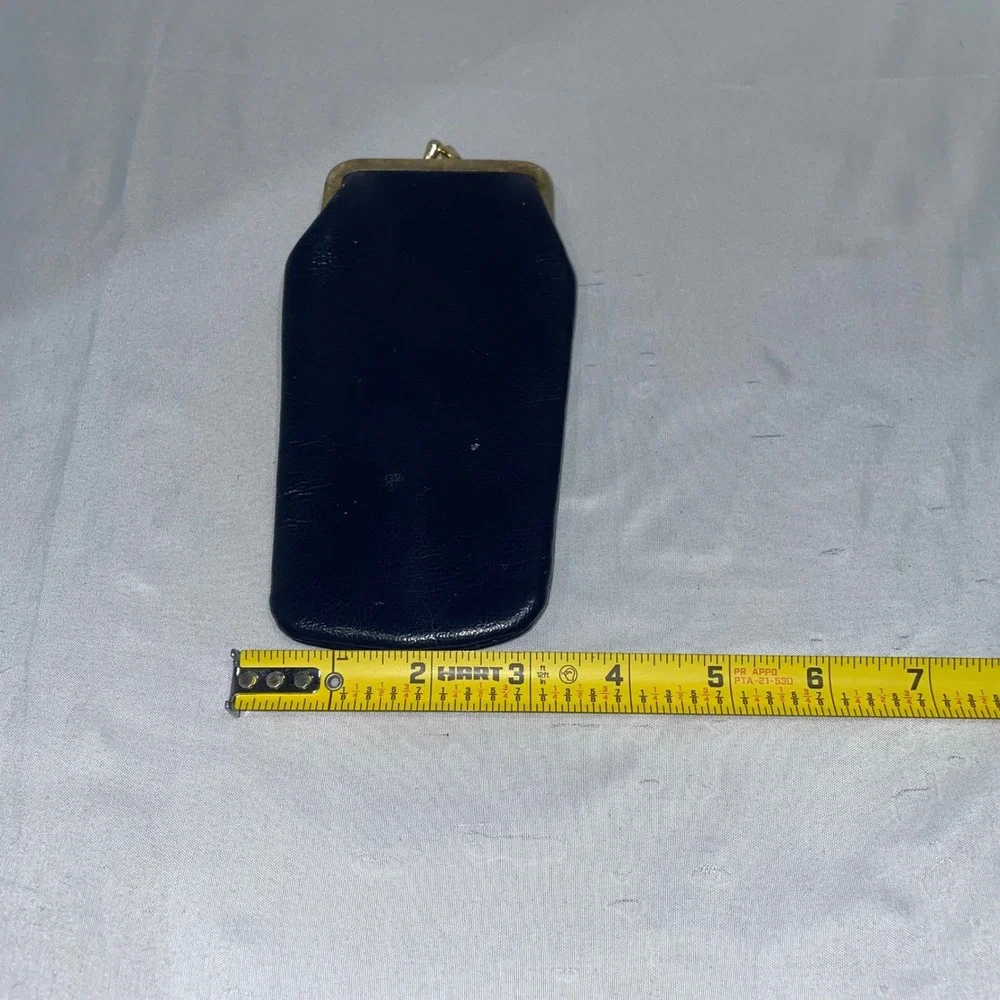 Vintage Black Faux Leather Kiss Lock Eyeglass Case Gold Tone Hardware Retro